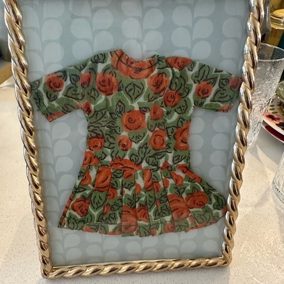 Floral Patterned Dress Art in Gold Tone Frame - Picture 2 of 2